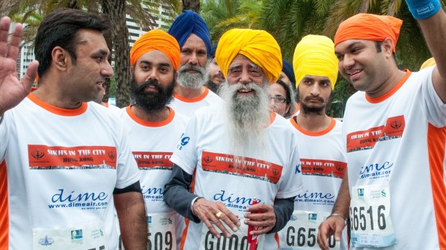 Fauja Singh pictured with other runners