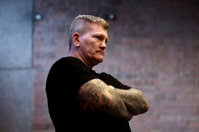 LONDON, ENGLAND - MARCH 04: Ricky Hatton, coach of Chloe Watson, looks on during a media workout ahead of her EBU European flyweight title fight against Jasmina Zapotoczna at Bronx Boxing Club on March 04, 2025 in London, England. (Photo by James Fearn/Getty Images)
