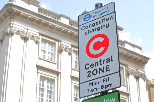 A central London congestion charge road sign.